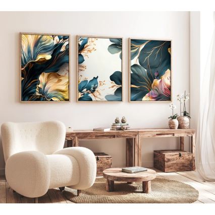 ΣΕΤ 3x Κορνίζα τοίχου 50x70 cm plants