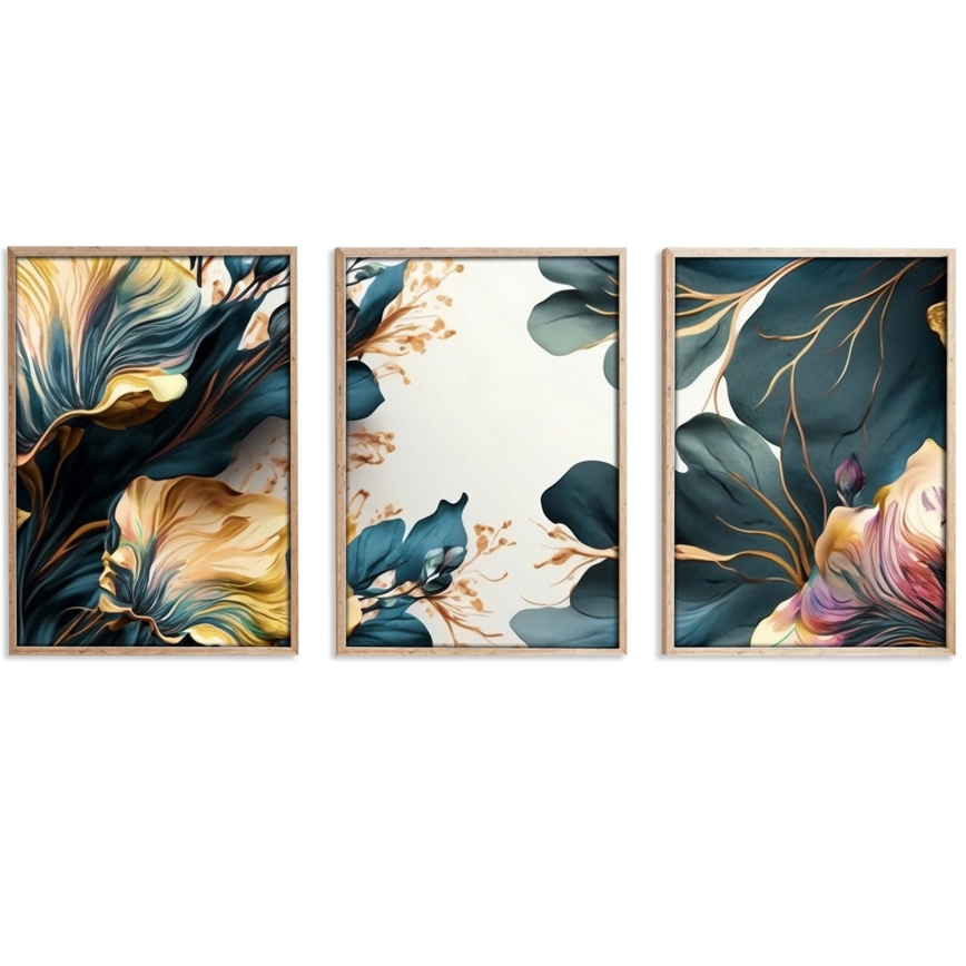 ΣΕΤ 3x Κορνίζα τοίχου 50x70 cm plants
