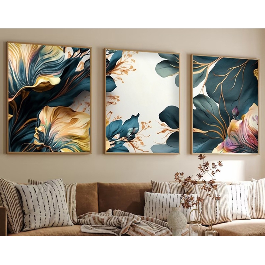 ΣΕΤ 3x Κορνίζα τοίχου 50x70 cm plants