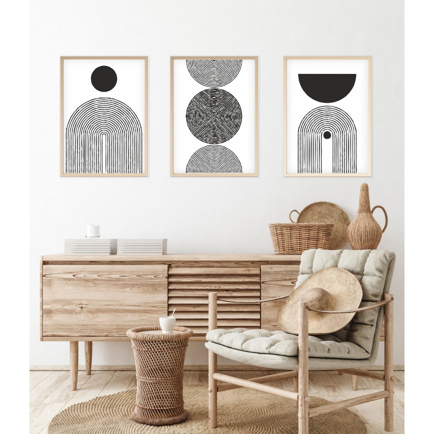 ΣΕΤ 3x Κορνίζα τοίχου 50x70 cm μαύρο/λευκό