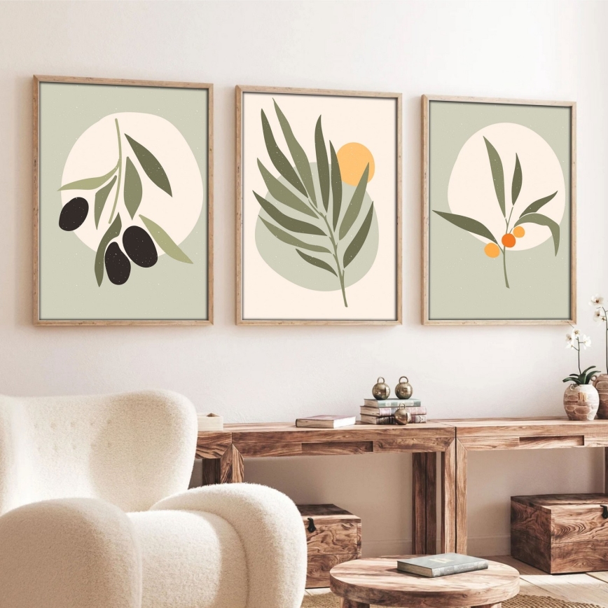 ΣΕΤ 3x Κορνίζα τοίχου 50x70 cm φύλλα