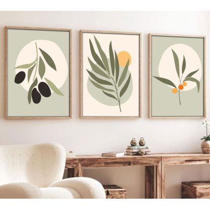 ΣΕΤ 3x Κορνίζα τοίχου 50x70 cm φύλλα