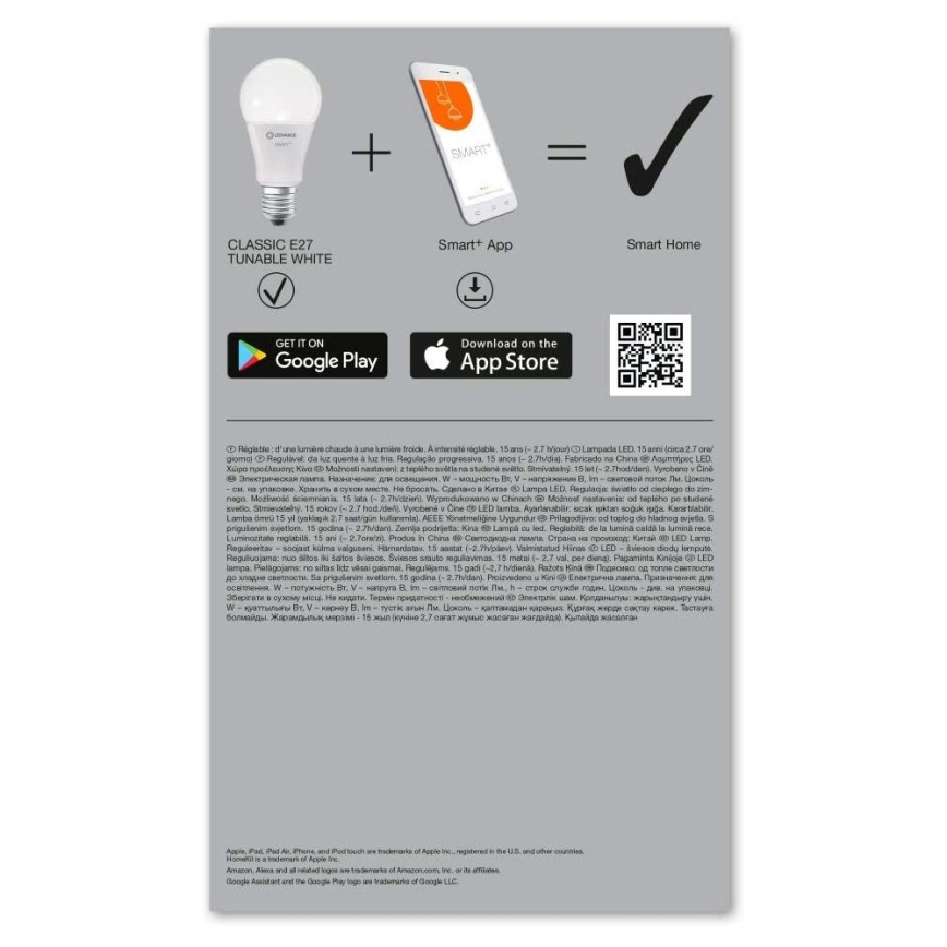 ΣΕΤ 3x Λάμπα Dimmer LED SMART+ E27/14W/230V 2700K-6500K Wi-Fi - Ledvance