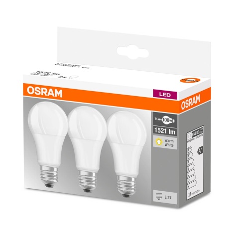 ΣΕΤ 3x Λαμπτήρας LED A60 E27/13W/230V 2700K - Osram