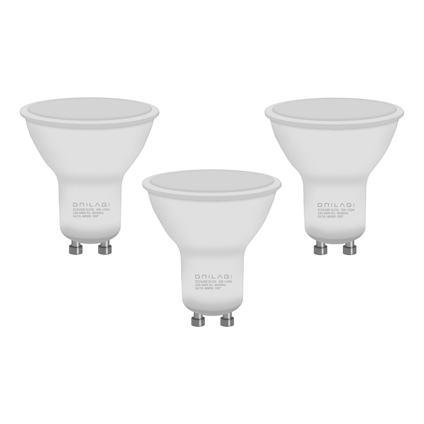 ΣΕΤ 3x Λαμπτήρας LED ECOLINE GU10/6W/230V 4000K - Brilagi