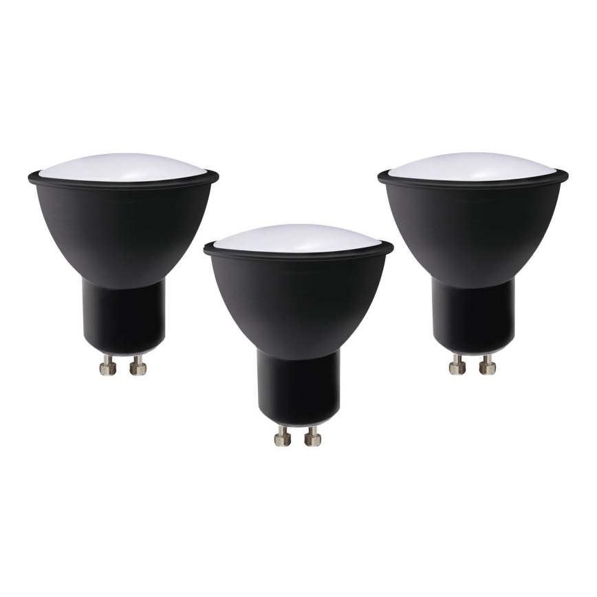 ΣΕΤ 3x Λαμπτήρας LED ECOLINE GU10/6W/230V 4000K μαύρο - Brilagi