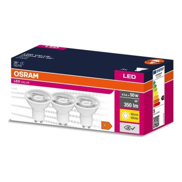 ΣΕΤ 3x Λαμπτήρας LED PAR16 GU10/4,5W/230V 2700K - Osram