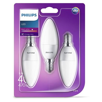 ΣΕΤ 3x Λαμπτήρας LED Philips B35 E14/5,5W/230V