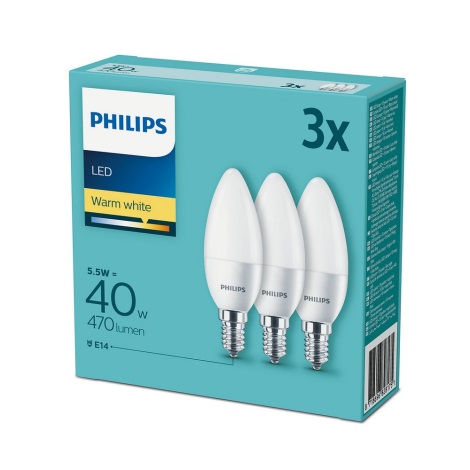 Σετ 3x Λαμπτήρας LED Philips E14/5,5W/230V 2700K