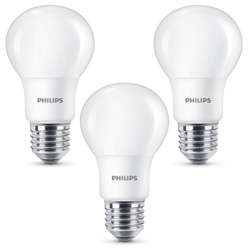 ΣΕΤ 3x Λαμπτήρας LED Philips E27/8W/230V 2700K