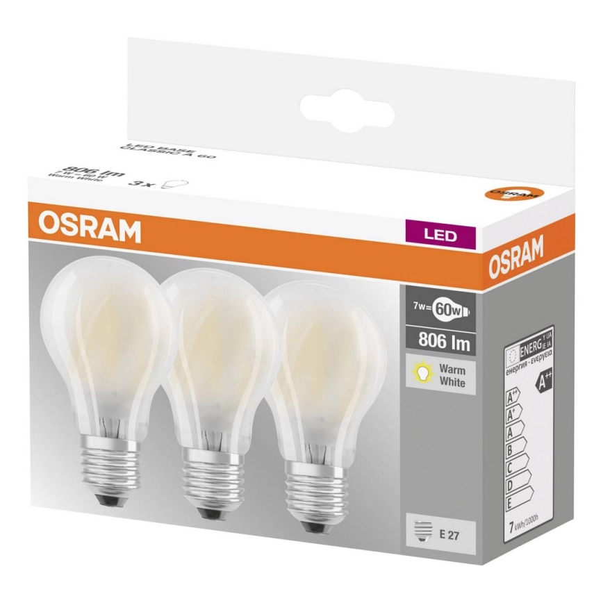 ΣΕΤ 3x Λαμπτήρας LED VINTAGE E27/7W/230V 2700K - Osram