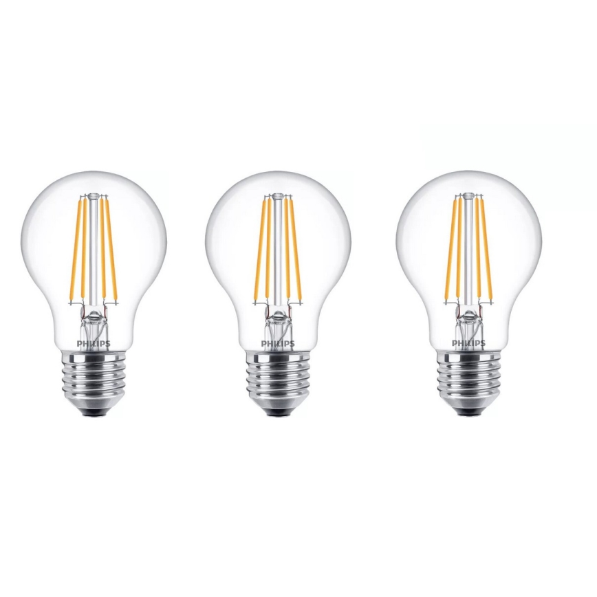 ΣΕΤ 3x Λαμπτήρας LED VINTAGE Philips A60 E27/7W/230V 2700K