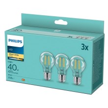 ΣΕΤ 3x Λαμπτήρες LED VINTAGE Philips E27/4,3W/230V 2700K