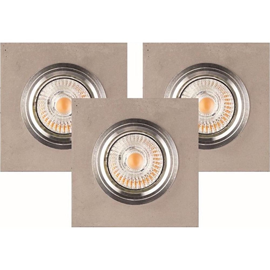 ΣΕΤ 3x Χωνευτό Φωτιστικό LED VITAR 1xGU10/5W/230V CRI 90 τσιμέντο – FSC πιστοποιημένο