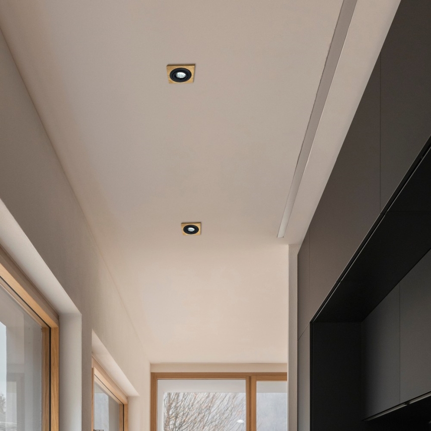 ΣΕΤ 3x Χωνευτό φωτιστικό TOBBY 1xG9/20W/230V 11,5x11,5 cm δρυς/μαύρο