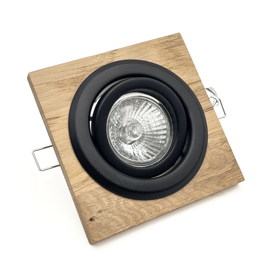 ΣΕΤ 3x Χωνευτό φωτιστικό TOBBY 1xG9/20W/230V 11,5x11,5 cm δρυς/μαύρο