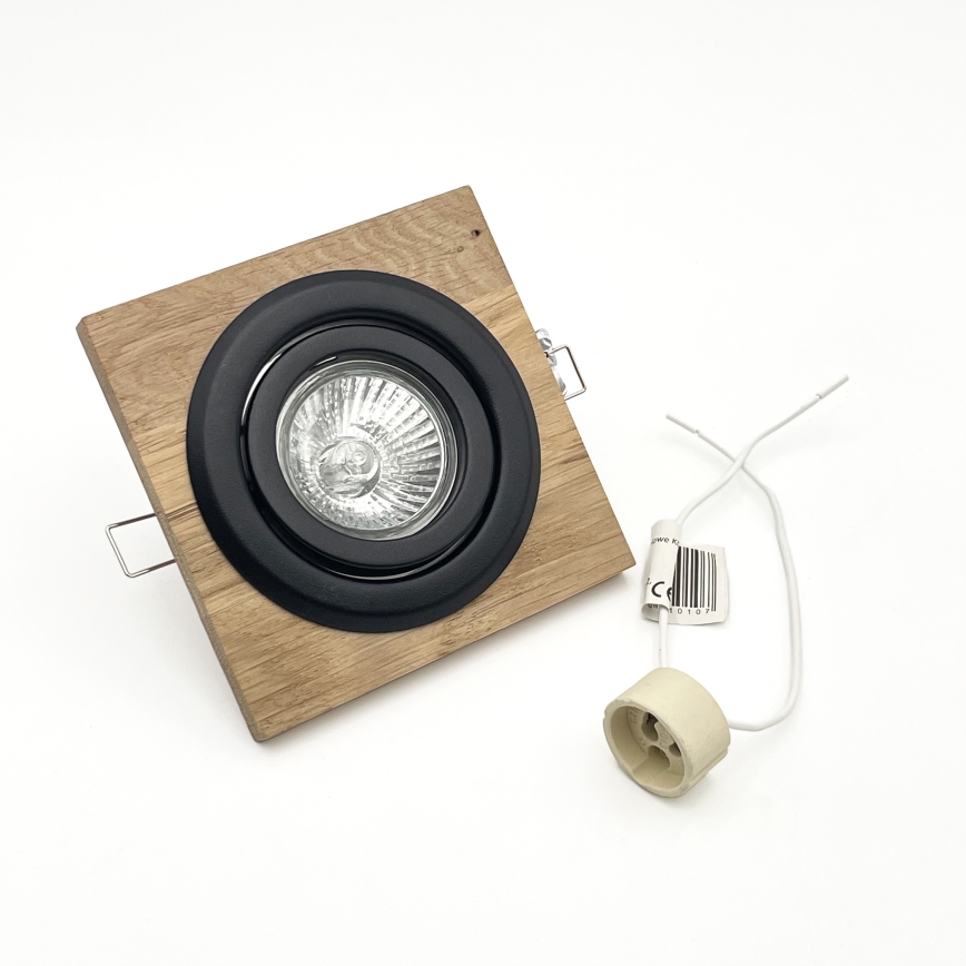ΣΕΤ 3x Χωνευτό φωτιστικό TOBBY 1xG9/20W/230V 11,5x11,5 cm δρυς/μαύρο