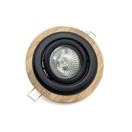 ΣΕΤ 3x Χωνευτό φωτιστικό TOBBY 1xG9/20W/230V διάμετρος 11,5 cm δρυς/μαύρο