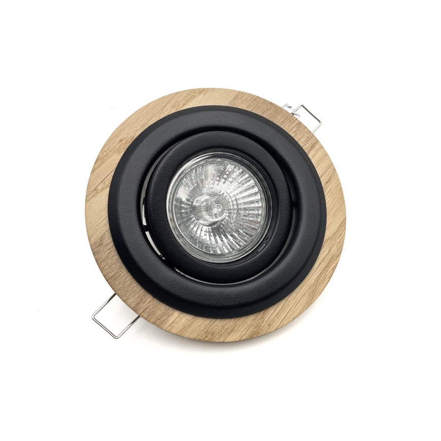 ΣΕΤ 3x Χωνευτό φωτιστικό TOBBY 1xG9/20W/230V διάμετρος 11,5 cm δρυς/μαύρο