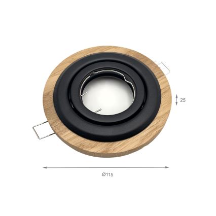 ΣΕΤ 3x Χωνευτό φωτιστικό TOBBY 1xG9/20W/230V διάμετρος 11,5 cm δρυς/μαύρο