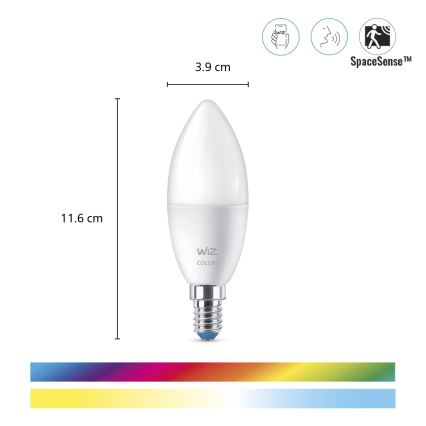 ΣΕΤ 3x Λάμπα LED RGBW Dimmable C37 E14/4,9W/230V 2200-6500K CRI 90 Wi-Fi - WiZ