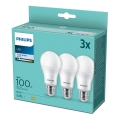 ΣΕΤ 3xLED Λαμπτήρας Philips A60 E27/13W/230V 4000K