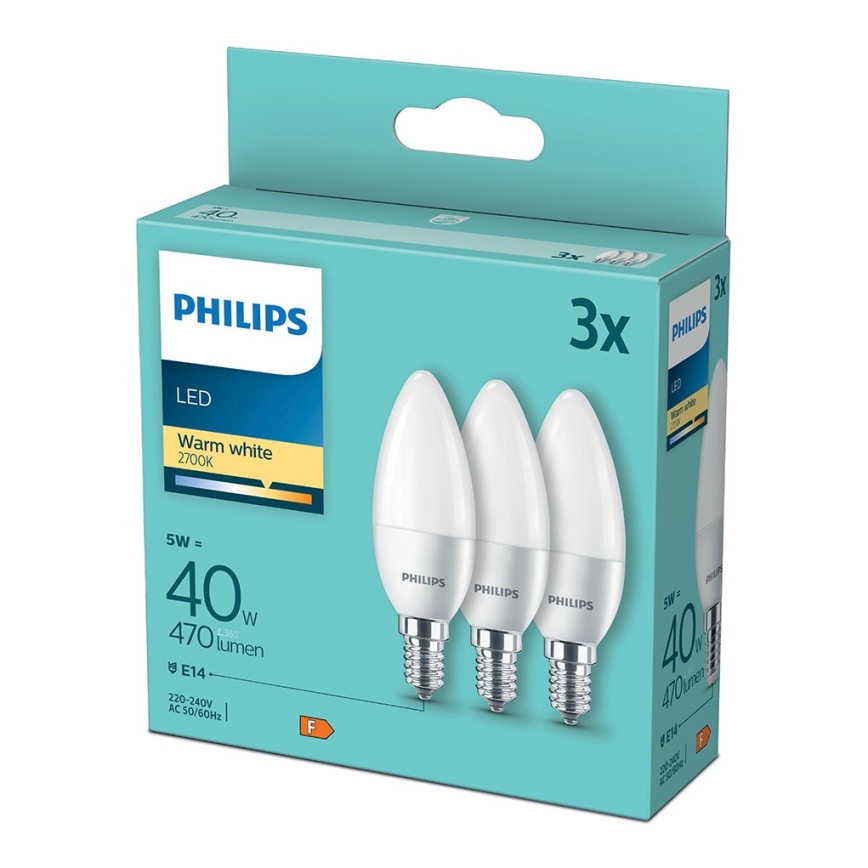 ΣΕΤ 3xLED  Λαμπτήρες Philips B35 E14/5W/230V 2700K