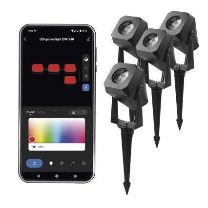 ΣΕΤ 4x LED RGBIC Dimming Εξωτερικού χώρου φωτιστικό LED/7W/230V 3000-6500K IP65 Wi-Fi Tuya