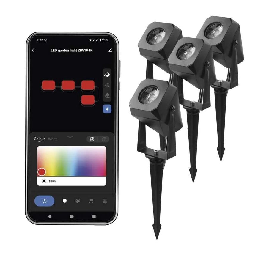 ΣΕΤ 4x LED RGBIC Dimming Εξωτερικού χώρου φωτιστικό LED/7W/230V 3000-6500K IP65 Wi-Fi Tuya