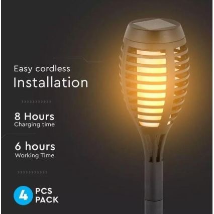 ΣΕΤ 4x Ηλιακή λάμπα LED 4xLED/3,6V 1xAAA IP44 100 mAh