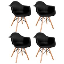ΣΕΤ 4x Καρέκλα τραπεζαρίας NEREA 81x61 cm μαύρο/οξιά