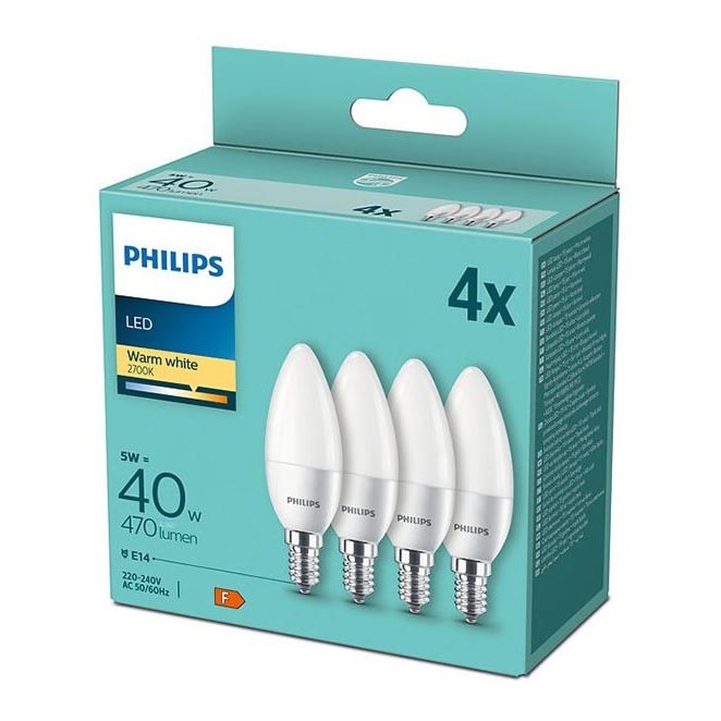 ΣΕΤ 4x Λαμπτήρας LED Philips B35 E14/5W/230V 2700K