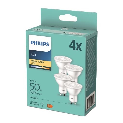 ΣΕΤ 4x Λαμπτήρας LED Philips GU10/4,7W/230V 2700K