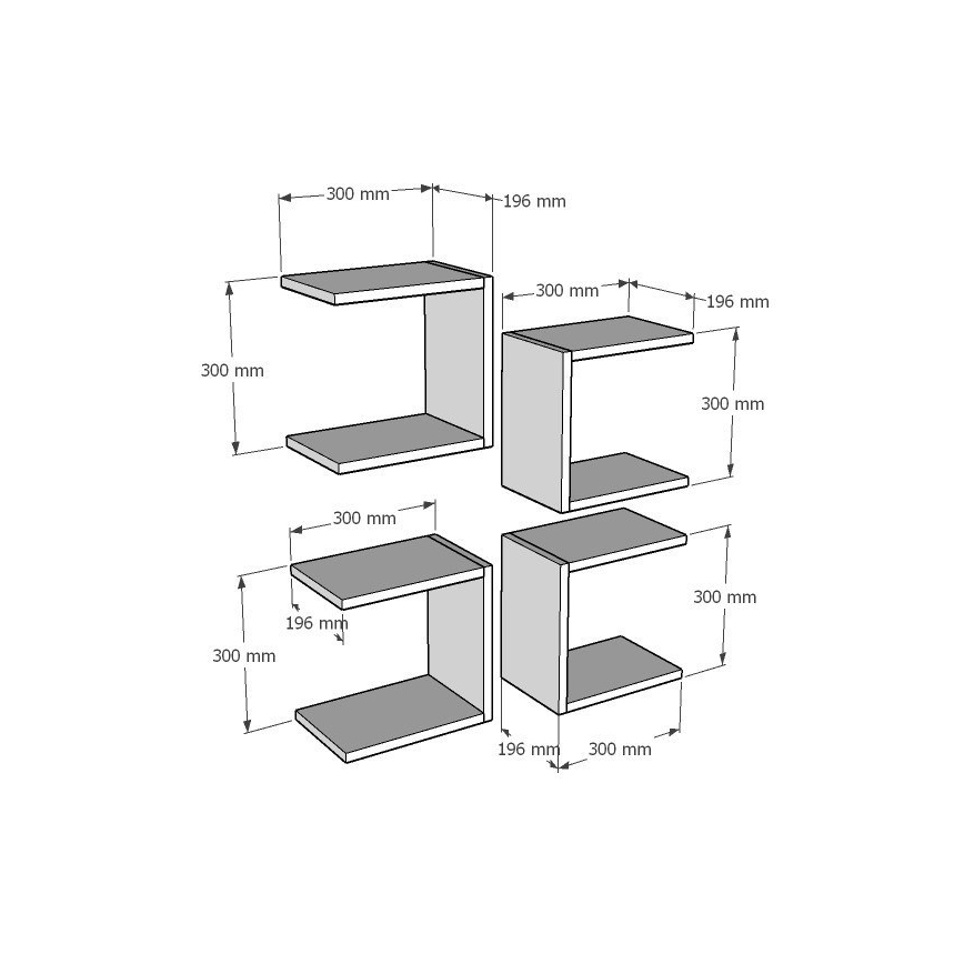 ΣΕΤ 4x Ράφι τοίχου BASE 30x30 cm λευκό
