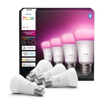 Σετ 4x Ρυθμιζόμενες LED λάμπες Philips Hue WHITE AND COLOR AMBIANCE E27/6W/230V 1000-20000K