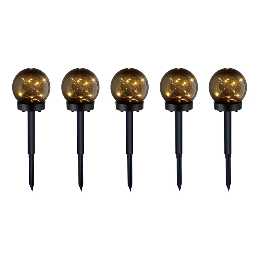 ΣΕΤ 5x Ηλιακή λάμπα LED 5xLED/0,12W/1,2V 3000K IP44 μαύρο