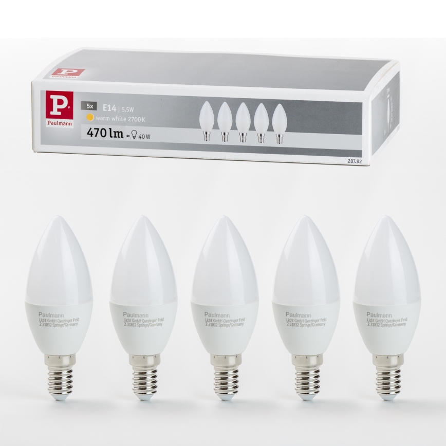 ΣΕΤ 5x Λαμπτήρας LED E14/5,5W/230V 2700K - Paulmann 28782