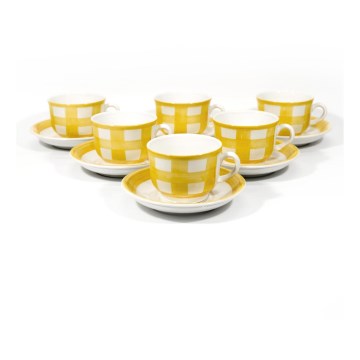 Σετ 6x ceramic cup Lucie with a saucer λευκό κίτρινο