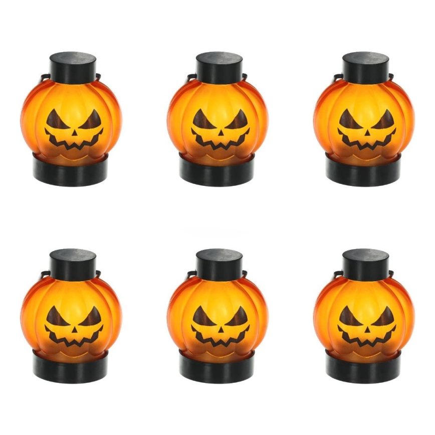 ΣΕΤ 6x LED Διακόσμηση HALLOWEEN LED/1xCR2032/θερμό λευκό κολοκύθες