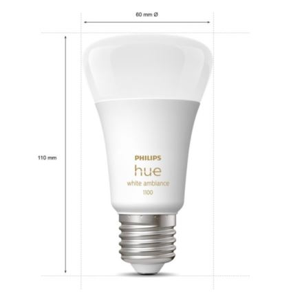 Βασικό σετ Philips Hue White Ambiance 3xE27/11W 2200-6500K με συσκευή σύνδεσης και τηλεχειριστήριο