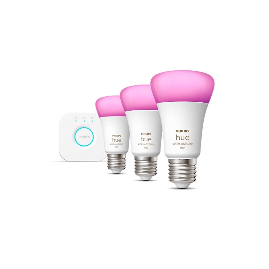 Βασικό σετ Philips Hue WHITE AND COLOR AMBIANCE 3xE27/9W/230V 2000-6500K + συσκευή σύνδεσης