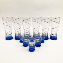 Σετ από 6x μεγάλα ποτήρια και 6x μικρότερα ποτήρια μπλε
