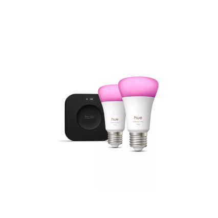 Σετ εκκίνησης Philips Hue WHITE AND COLOR AMBIANCE 2xE27/8,1W 1000-20000K  + γέφυρα σύνδεσης