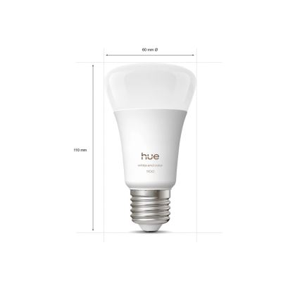 Σετ εκκίνησης Philips Hue WHITE AND COLOR AMBIANCE 2xE27/8,1W 1000-20000K  + γέφυρα σύνδεσης