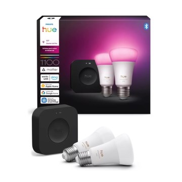 Σετ εκκίνησης Philips Hue WHITE AND COLOR AMBIANCE 2xE27/8,1W 1000-20000K  + γέφυρα σύνδεσης