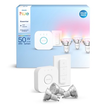Σετ εκκίνησης Philips Hue White And Color Ambiance Essential 3xGU10/4,7W/230V 2200-6500K + συσκευή σύνδεσης
