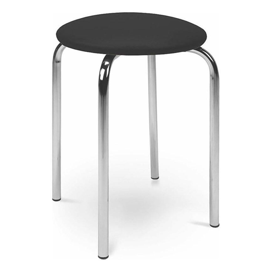 Σκαμπό CHICO 47x41 cm μαύρο/γυαλιστερό χρώμιο