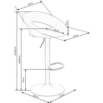 Σκαμπό μπαρ 100x48 cm γκρι/ανθρακί