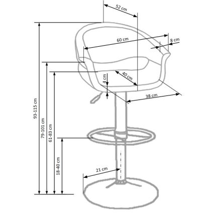 Σκαμπό μπαρ 115x60 cm λευκό/μαύρο/γυαλιστερό χρώμιο