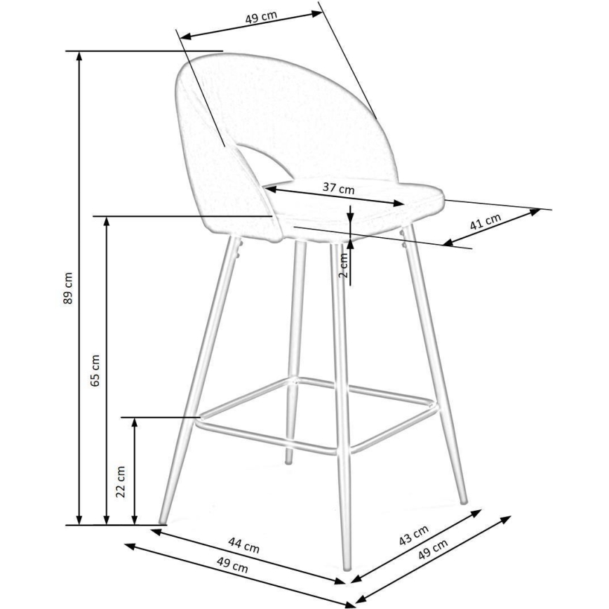 Σκαμπό μπαρ 89x49 cm γκρι/μαύρο
